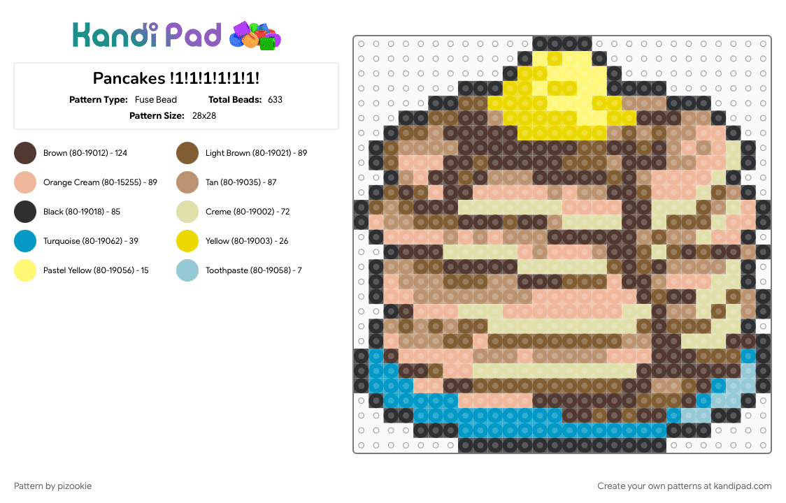 Pancakes !1!1!1!1!1!1! - Fuse Bead Pattern by pizookie on Kandi Pad - beige, breakfast, brown, brunch, cotdbrunch, dessert, food, pancakes, sweet, yellow