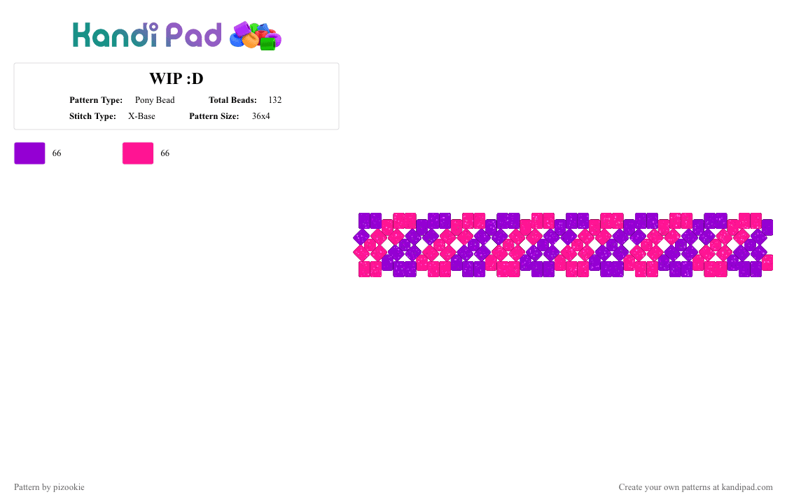 WIP :D - Pony Bead Pattern by pizookie on Kandi Pad - purple,pink