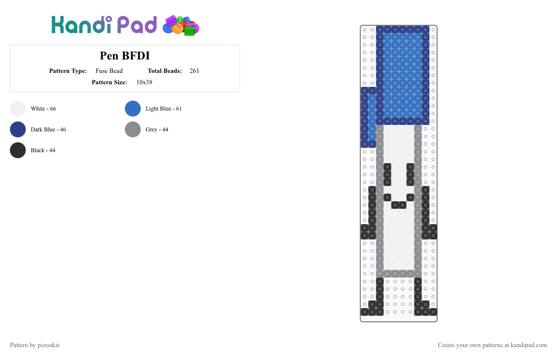 Pen BFDI - Fuse Bead Pattern by pizookie on Kandi Pad - gray,blue,cotdpens,bfdi,object shows,osc,pen,object show community,battle for dream island