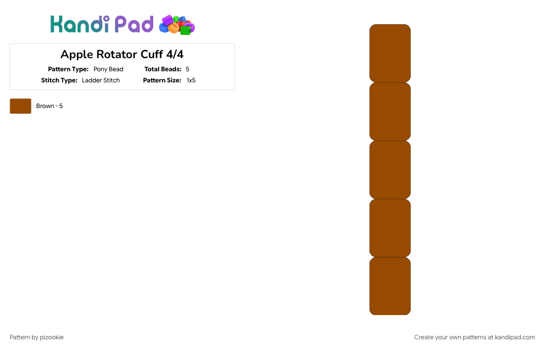 Apple Rotator Cuff 4/4 - Pony Bead Pattern by pizookie on Kandi Pad - apple, apples, cotdfruit, food, fruit, fruits, ladder stitch, stem