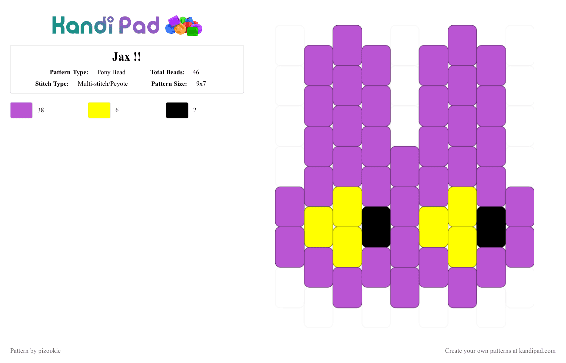 Jax !! - Pony Bead Pattern by pizookie on Kandi Pad - pink,tadc,the amazing digital circus,bunny,jax,purple,glitch,peyote,charm
