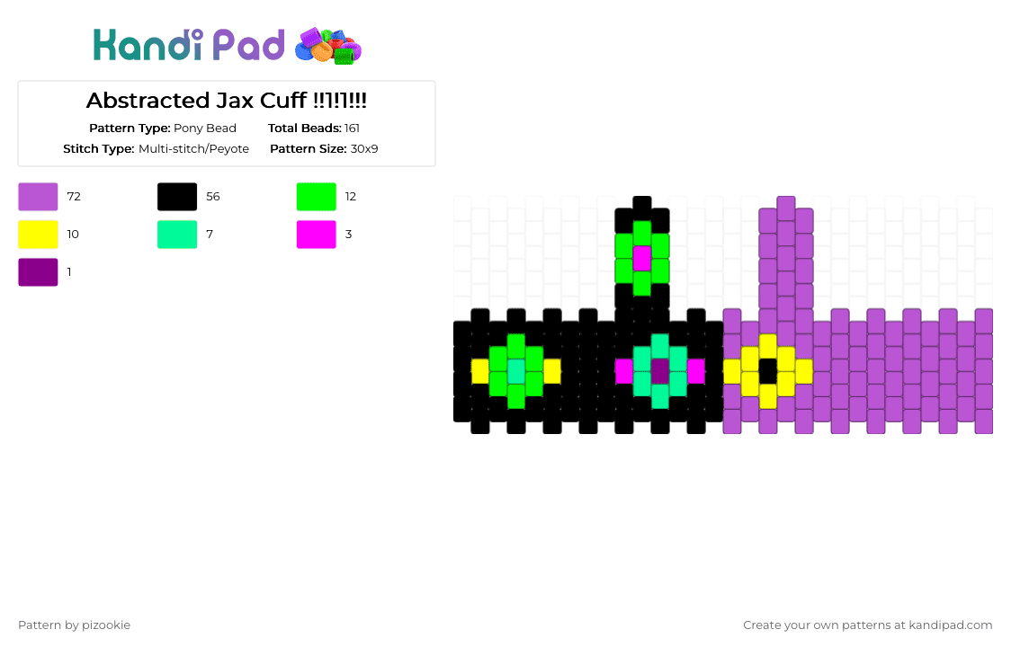 Abstracted Jax Cuff !!1!1!!! - Pony Bead Pattern by pizookie on Kandi Pad - pink,jax,tadc,abstraction,the amazing digital circus,web series,gooseworx,tadc ep 9,glitch productions
