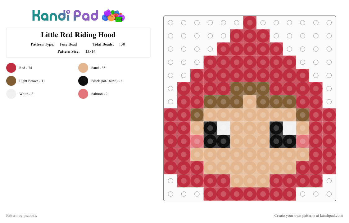 Little Red Riding Hood - Fuse Bead Pattern by pizookie on Kandi Pad - red,cotdfolktales,little red riding hood,cute,fairytale,fairytales,fairy tale,stories