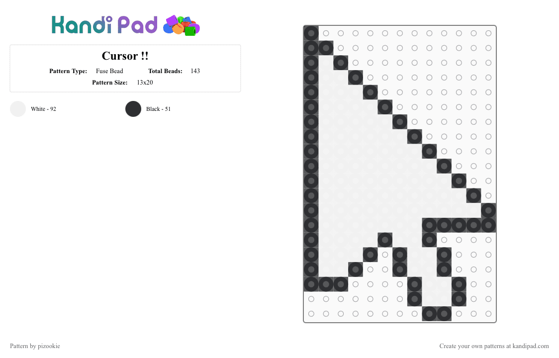 Cursor !! - Fuse Bead Pattern by pizookie on Kandi Pad - black,white,webcore,2000s,y2k,old internet,computer,internet,windows