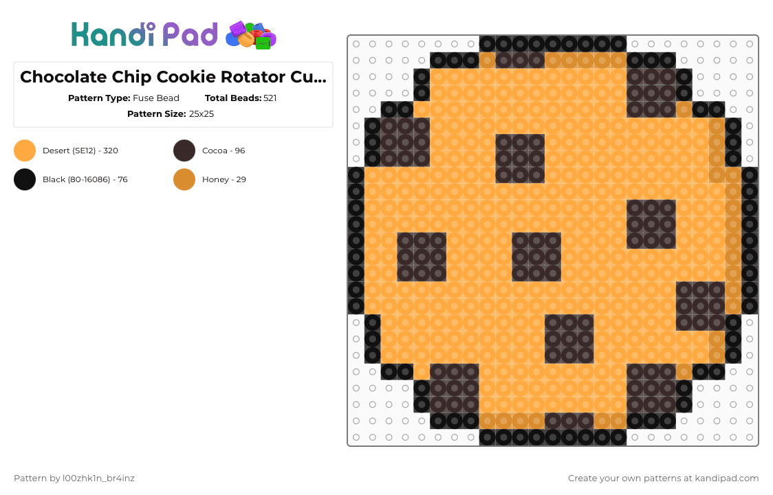 Chocolate Chip Cookie Rotator Cuff Pt.3 (FINALE !!) - Fuse Bead Pattern by pizookie on Kandi Pad - orange,cotdcookies,cookie,cookies,chocolate,chocolate chip,chocolate chip cookies,perler,rotator cuff