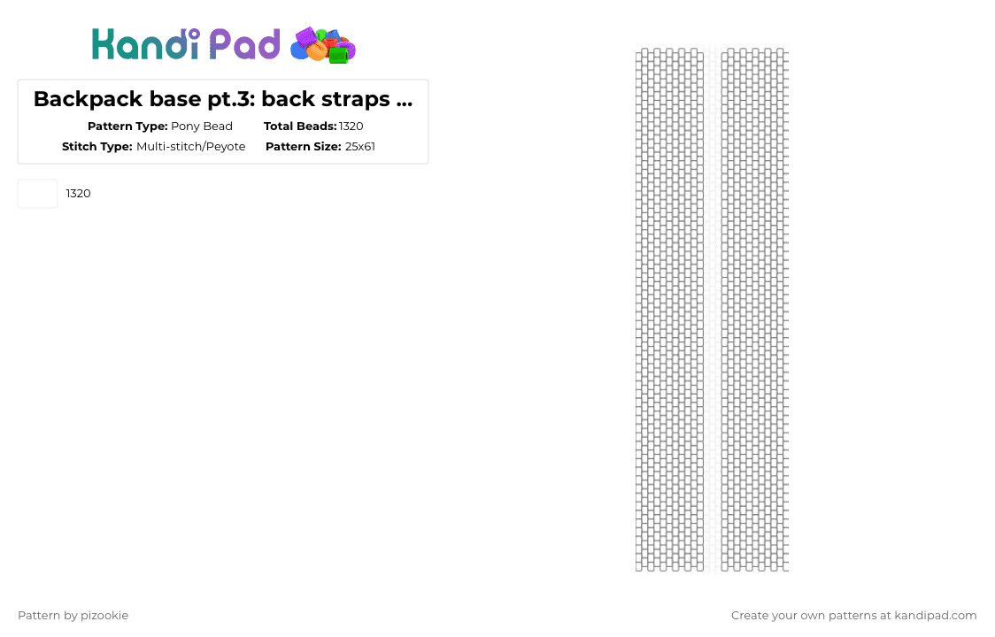 Backpack base pt.3: back straps (READ THE DESC !!) - Pony Bead Pattern by pizookie on Kandi Pad - white,backpack,bag,base,free to remix,free to use,remix,panels