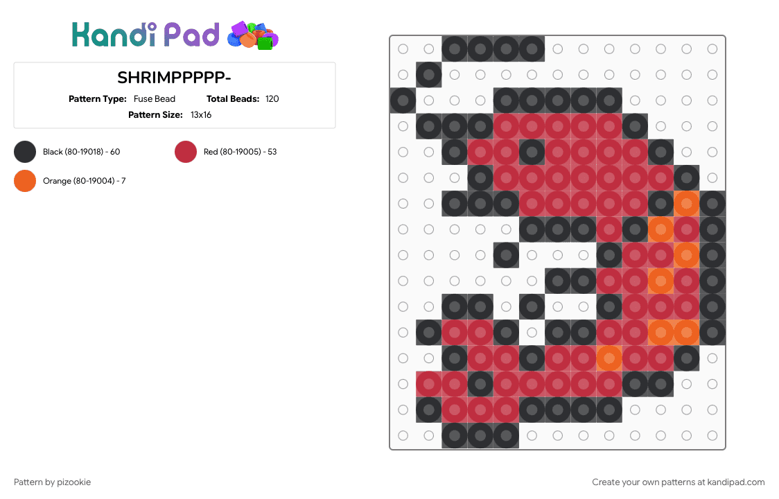 SHRIMPPPPP- - Fuse Bead Pattern by pizookie on Kandi Pad - cotdoceancreatures, creature, ocean, red, sea animals, shellfish, shrimp, silly, underwater