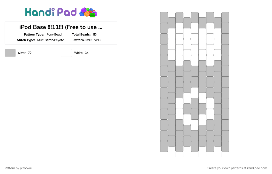 iPod Base !!!11!!! (Free to use !! ) - Pony Bead Pattern by pizookie on Kandi Pad - 2000s, beige, cotdheadphones, emo, music, myspace, scene, scene kid, scenecore, white