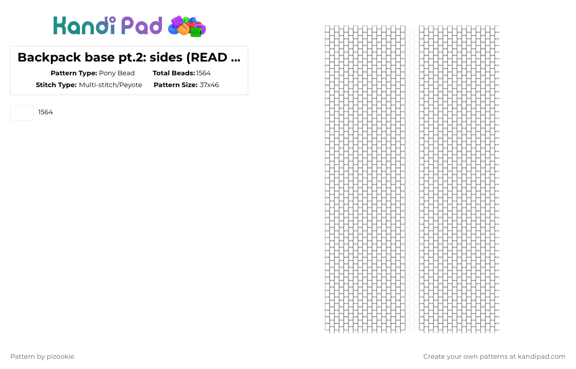 Backpack base pt.2: sides (READ THE DESC !!) - Pony Bead Pattern by pizookie on Kandi Pad - white,backpack,panel,sides,bag,free to use,free to remix,remix
