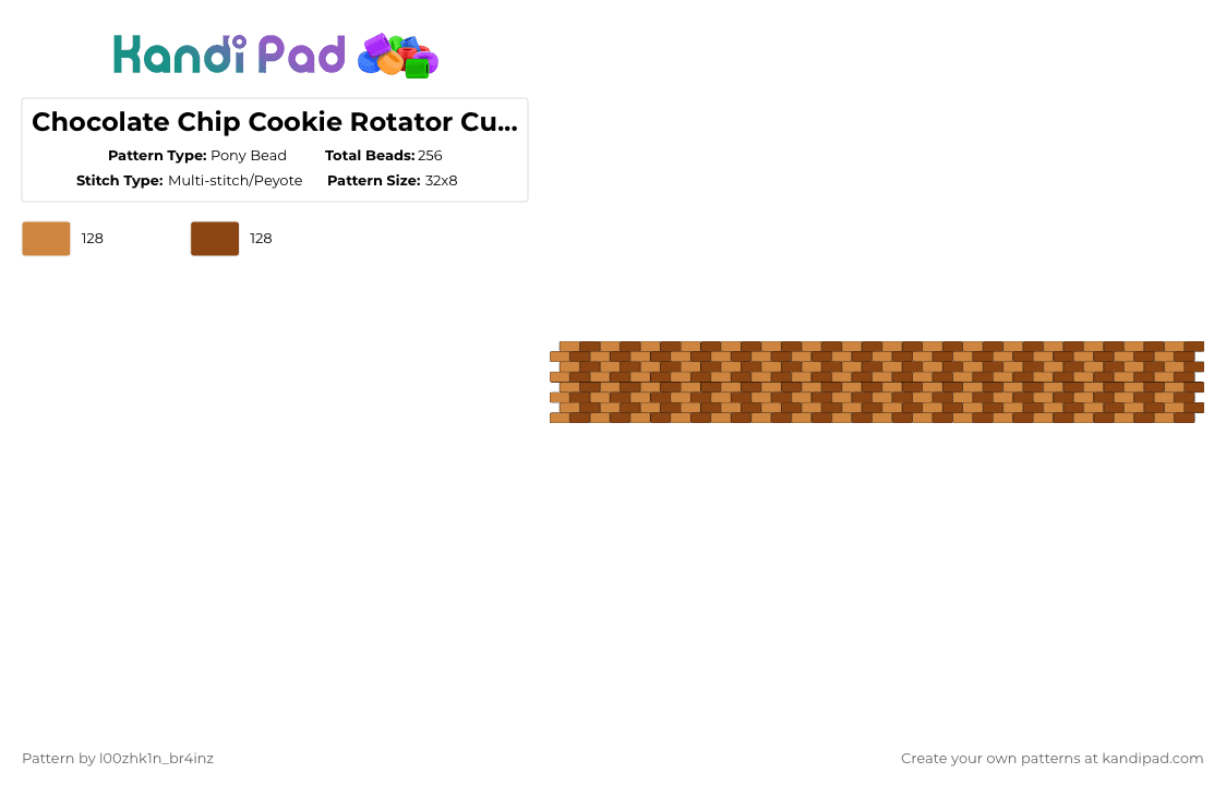 Chocolate Chip Cookie Rotator Cuff Pt.2 - Pony Bead Pattern by pizookie on Kandi Pad - orange,red,cotdcookies,cookies,cookie,chocolate chip cookies,chocolate,rotator cuff,brown,food