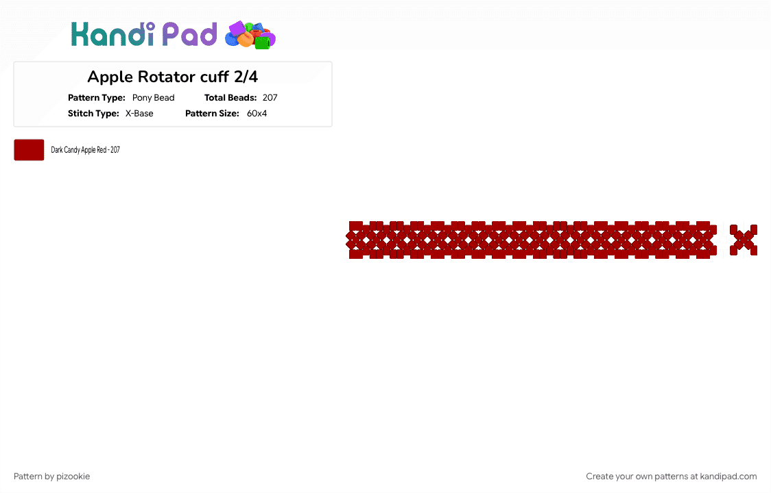 Apple Rotator cuff 2/4 - Pony Bead Pattern by pizookie on Kandi Pad - 3d cuff, apple, apples, colorful, cotdfruit, food, fruit, fruits, red