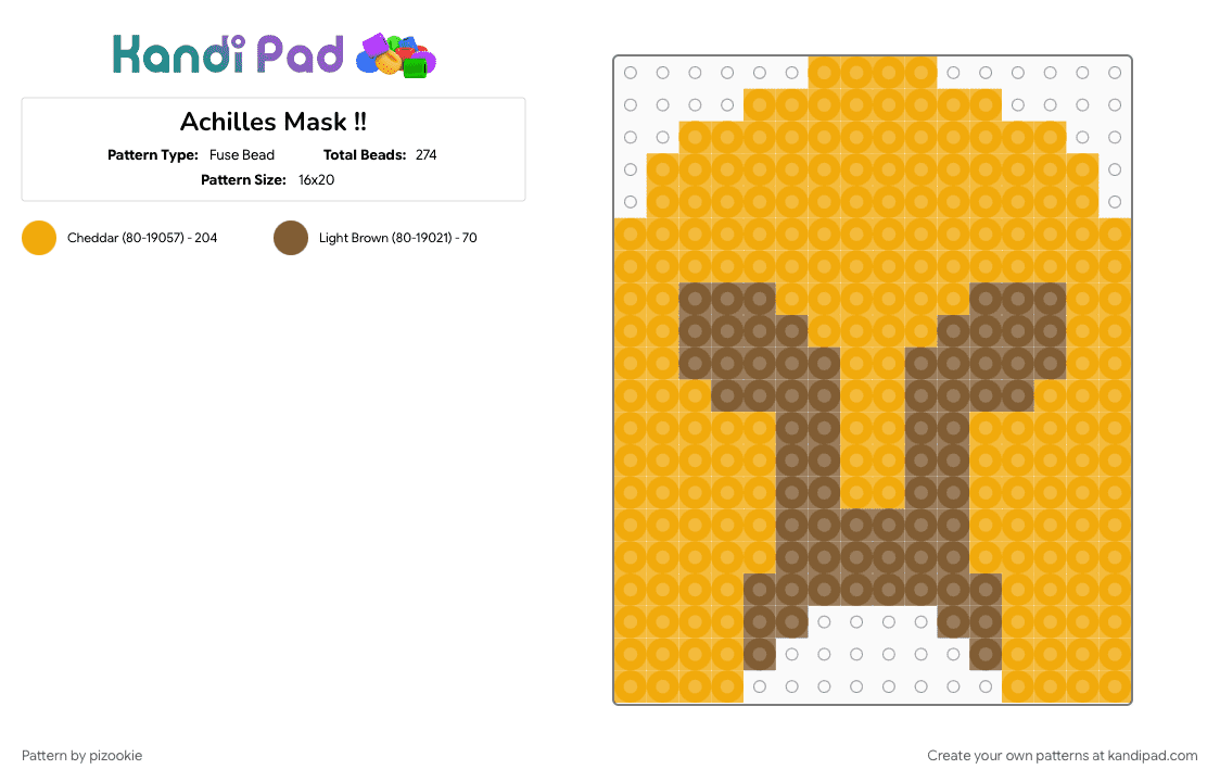 Achilles Mask !! - Fuse Bead Pattern by pizookie on Kandi Pad - achilles, achilleus, cotdlegends, greek, mask, mythological, mythology, orange