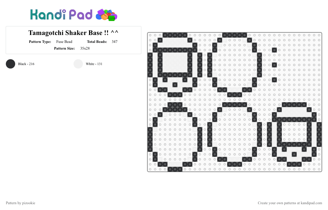 Tamagotchi Shaker Base !! ^^ - Fuse Bead Pattern by pizookie on Kandi Pad - black,white,tamagotchi,base,free to remix,free to use,remix,perler,shaker