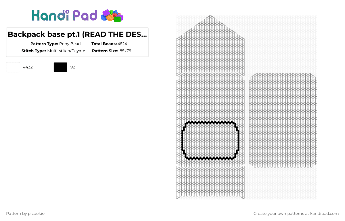 Backpack base pt.1 (READ THE DESC !!) - Pony Bead Pattern by pizookie on Kandi Pad - white,backpack,bag,base,panel,free to use,free to remix,remix
