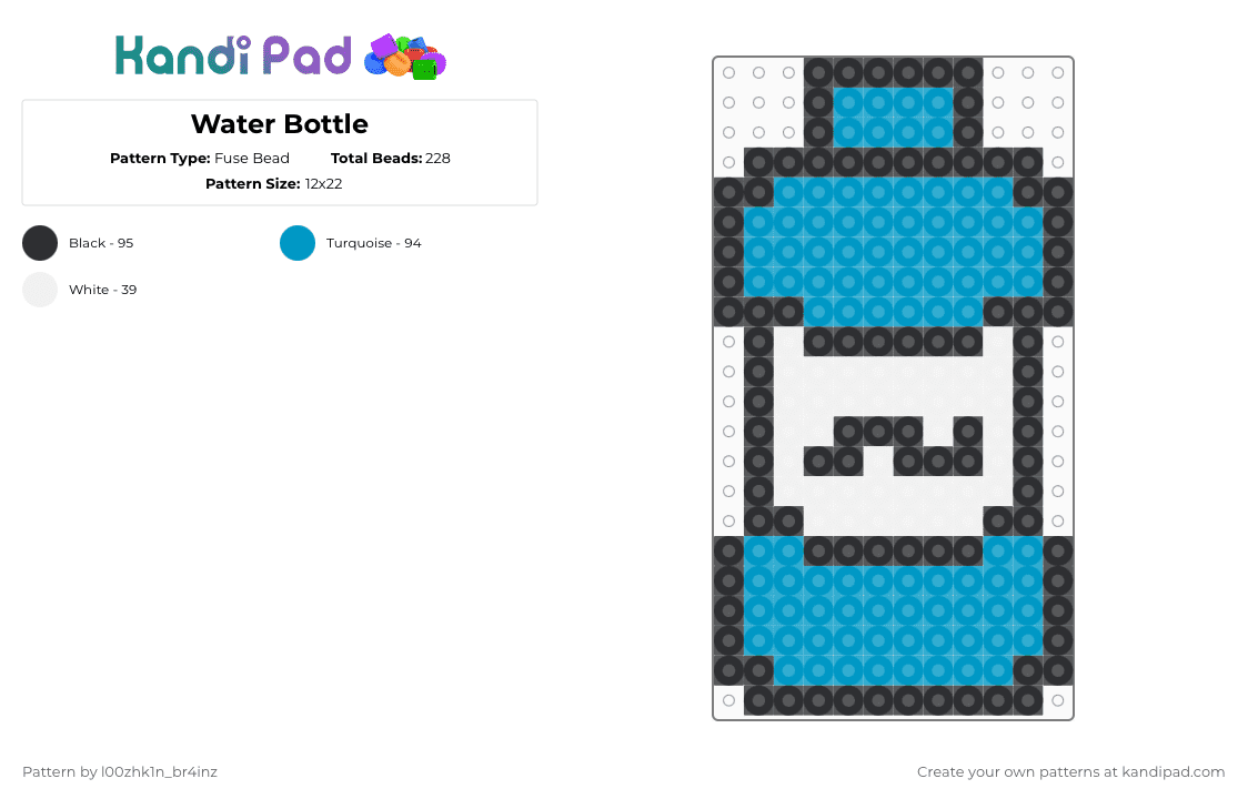 Water Bottle - Fuse Bead Pattern by pizookie on Kandi Pad - light blue,white,water,water bottle,drink some water