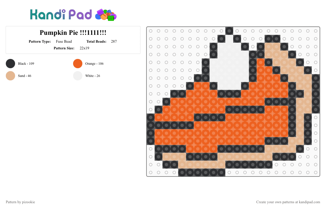 Pumpkin Pie !!!1111!!! - Fuse Bead Pattern by pizookie on Kandi Pad - autumn, beige, cotdpiecontest, fall, food, holiday, orange, pie, pumpkin pie, thanksgiving