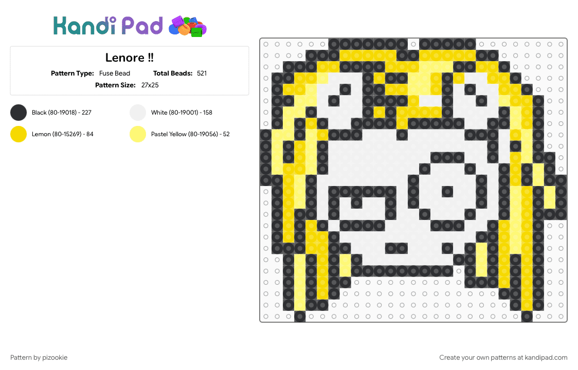 Lenore !! - Fuse Bead Pattern by pizookie on Kandi Pad - alt, alternative, comic, comics, emo, goth, gothic, roman dirge, white, yellow