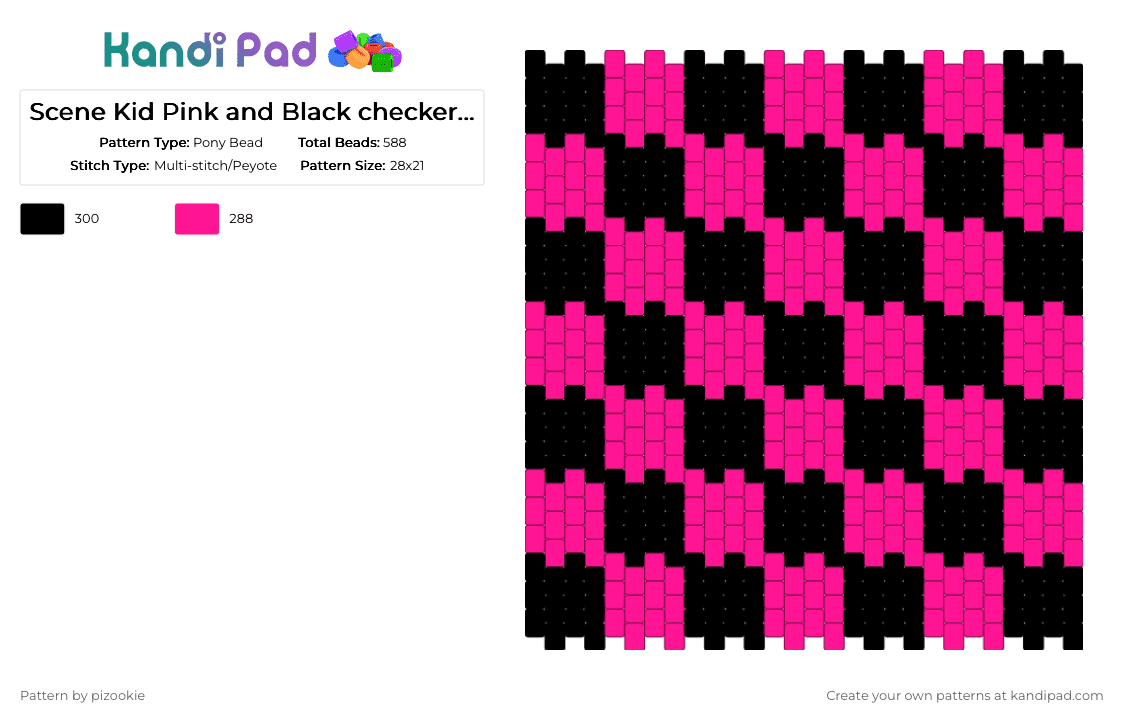 Scene Kid Pink and Black checkerboard tapestry - Pony Bead Pattern by pizookie on Kandi Pad - black, checkerboard, checkered, emo, pink, scene, scene kid, tapestry