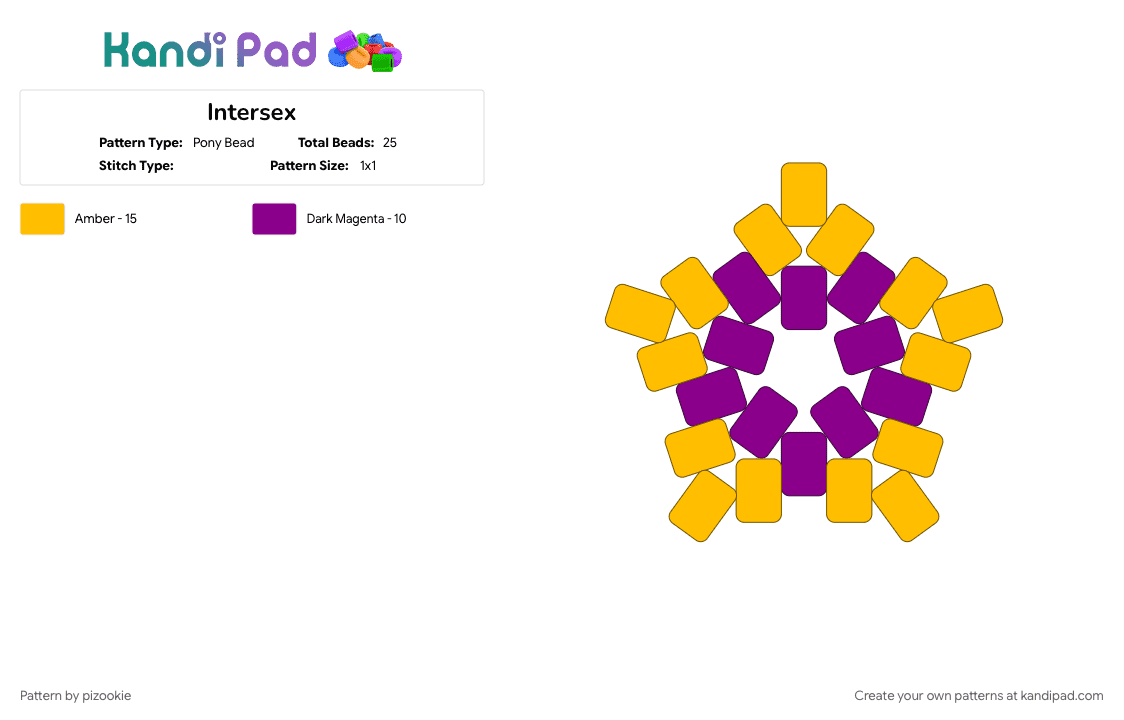 Intersex Star !! - Pony Bead Pattern by pizookie on Kandi Pad - flags, intersex, intersexual, lgbt, lgbtq, love, pride, stars