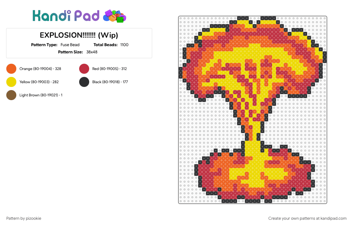 EXPLOSION!!!!!!! - Fuse Bead Pattern by pizookie on Kandi Pad - action, cotdaction, exploding, explosion, explosions, orange, red