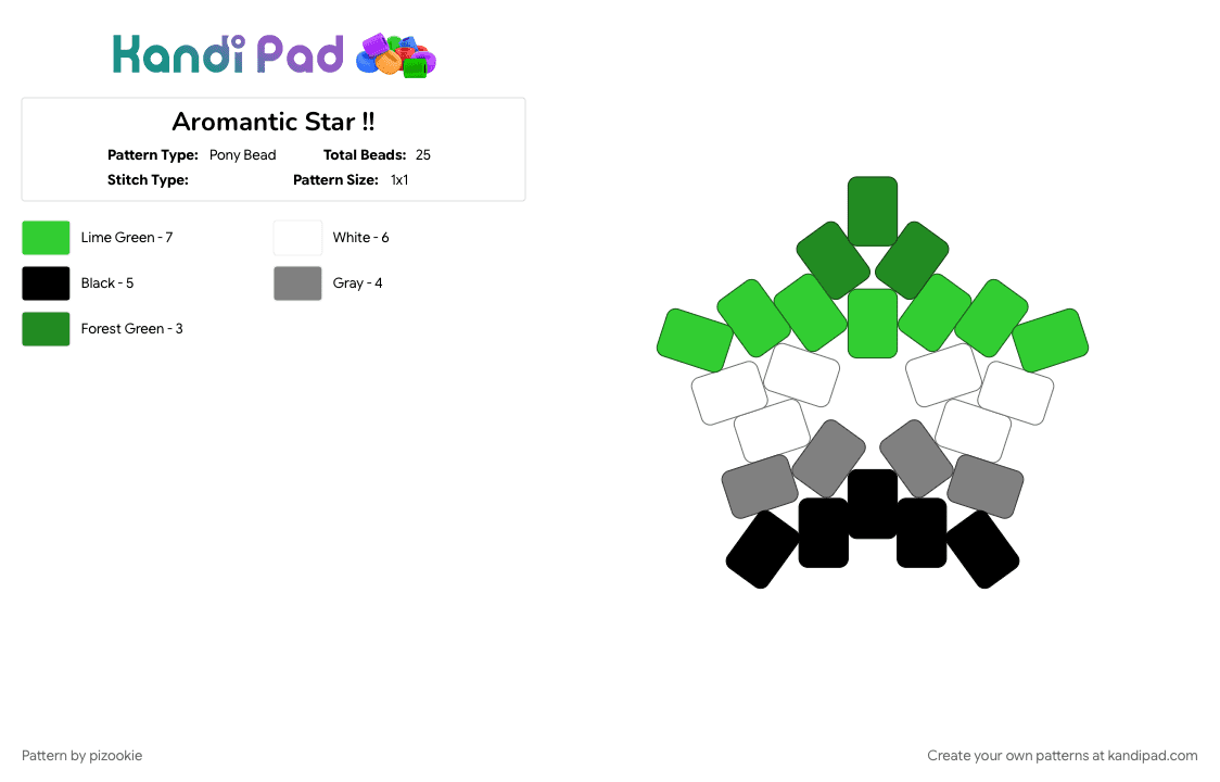 Aromantic Star !! - Pony Bead Pattern by pizookie on Kandi Pad - 