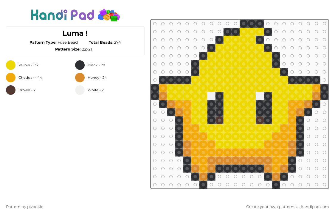 Luma ! - Fuse Bead Pattern by pizookie on Kandi Pad - yellow,orange,mario,star,movie,mario galaxy,nintendo,luma,video game