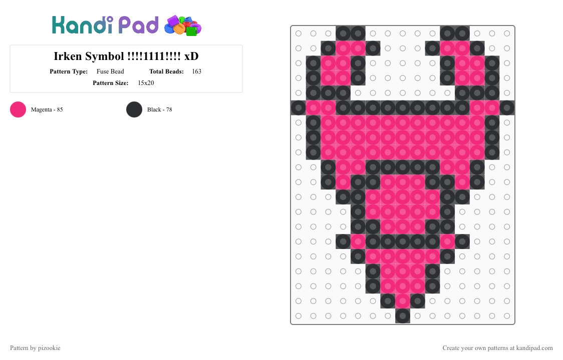 Irken Symbol !!!!1111!!!! xD - Fuse Bead Pattern by pizookie on Kandi Pad - pink,black,cotdaliens,invader zim,irken,scene,scene kid,scenecore,emo,jhonen vasquez