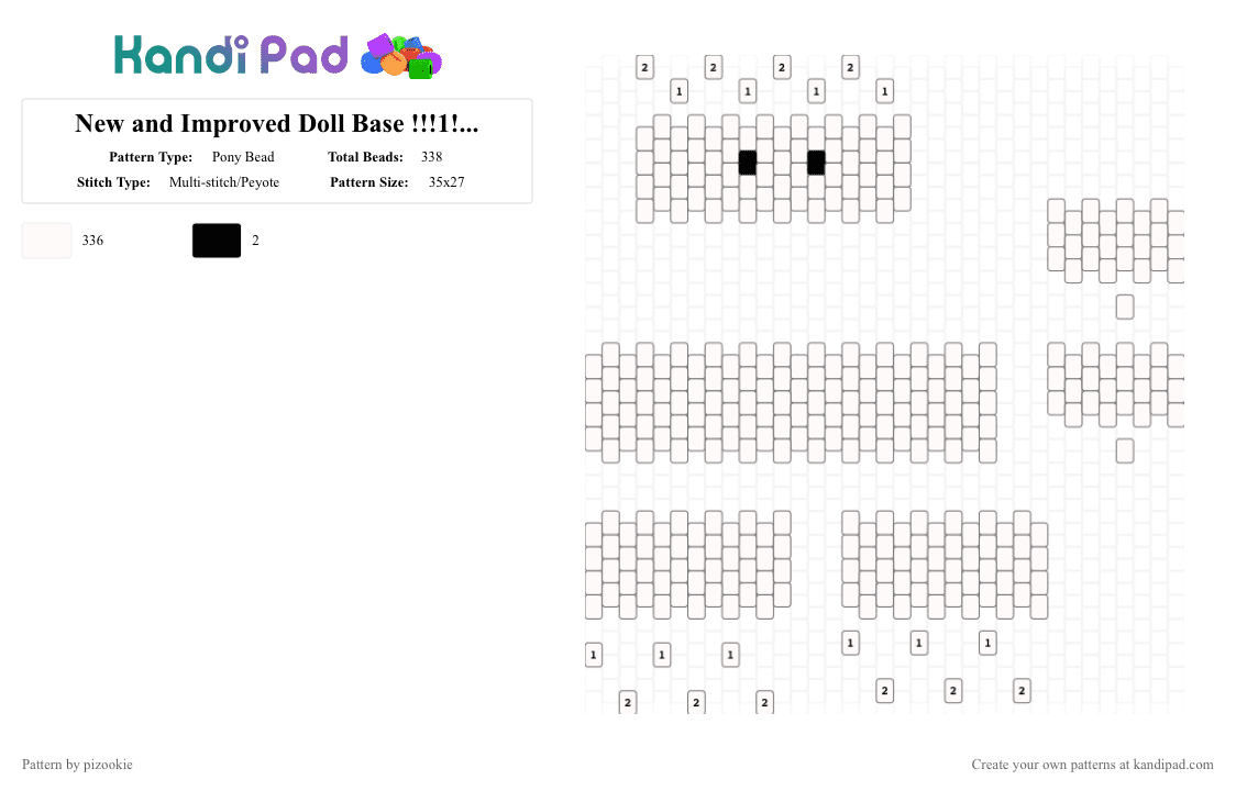 New and Improved Doll Base !!!1!1!1!1!!1!1!!!!  (READ THE DESC !!) - Pony Bead Pattern by pizookie on Kandi Pad - white,doll,3d,base,free to use,free to remix,clown,remix