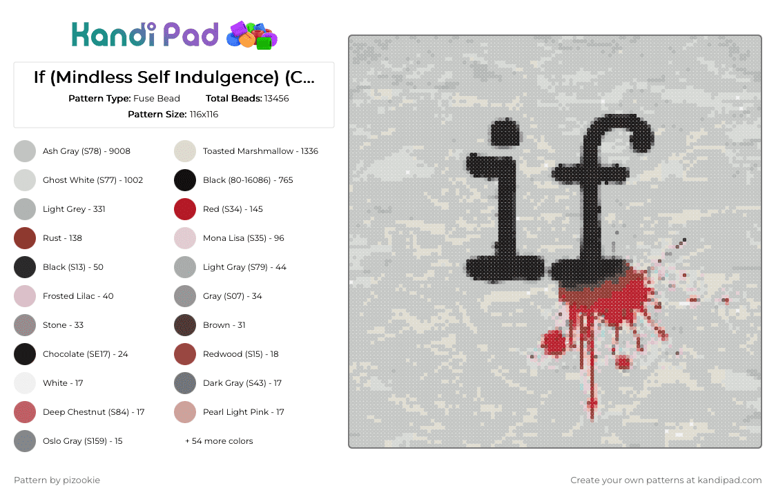 If (Mindless Self Indulgence) (CONVERTED !! :3) - Fuse Bead Pattern by pizookie on Kandi Pad - beige,if,msi,mindless self indulgence,red,white,bands,music,album