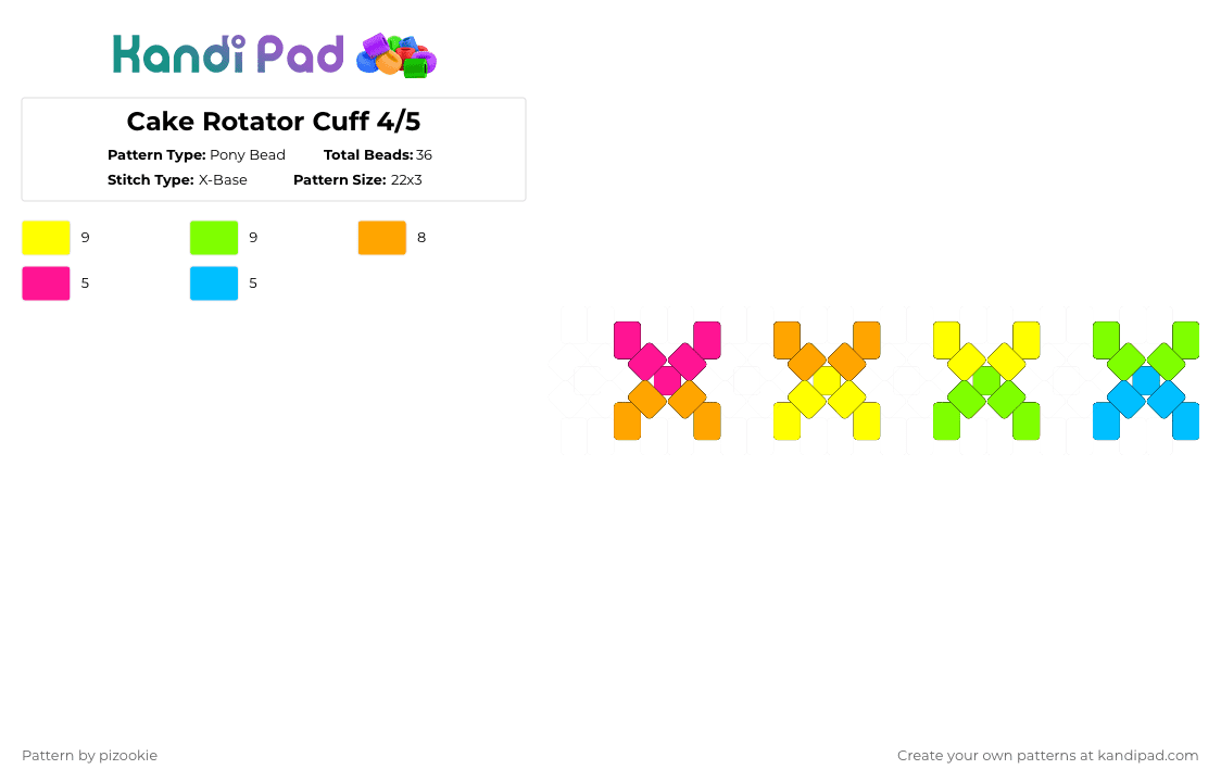 Cake Rotator Cuff 4/5 - Pony Bead Pattern by pizookie on Kandi Pad - cotdcake,cake,food,rainbow,bumpers,rotator,cuff