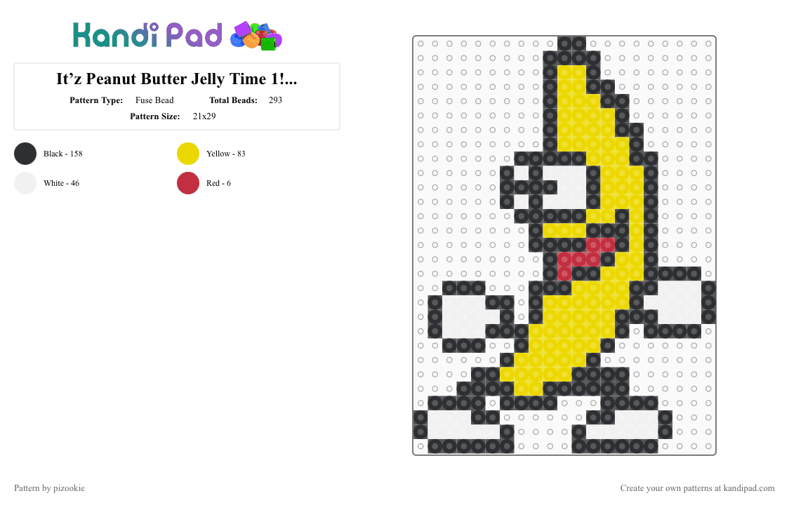 It’z Peanut Butter Jelly Time 1!1!!1!1!!1!!!! xD - Fuse Bead Pattern by pizookie on Kandi Pad - yellow,banana,memes,meme,2000s,pixel,old internet,webcore,flash