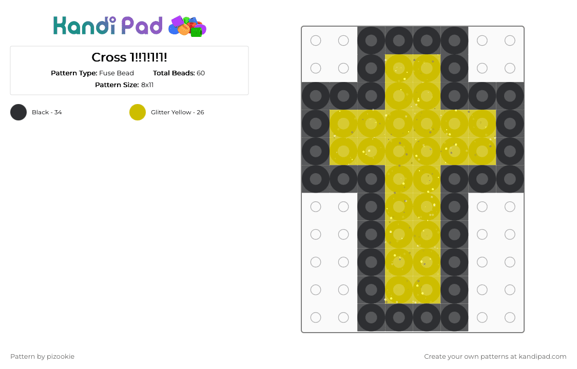 Cross 1!!1!1!1! - Fuse Bead Pattern by pizookie on Kandi Pad - black,yellow,heaven,cross,glitter,charm