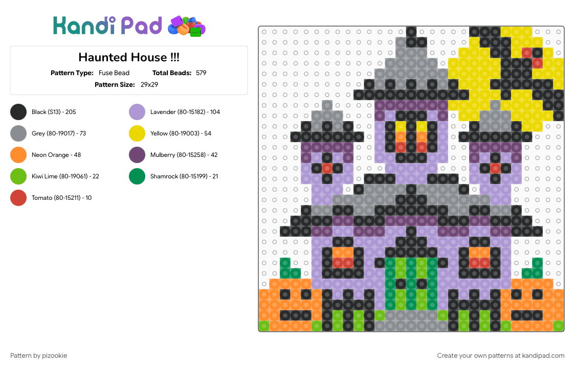 Haunted House !!! - Fuse Bead Pattern by pizookie on Kandi Pad - cotdhauntedhouses, gray, halloween, holiday, pink, spooky