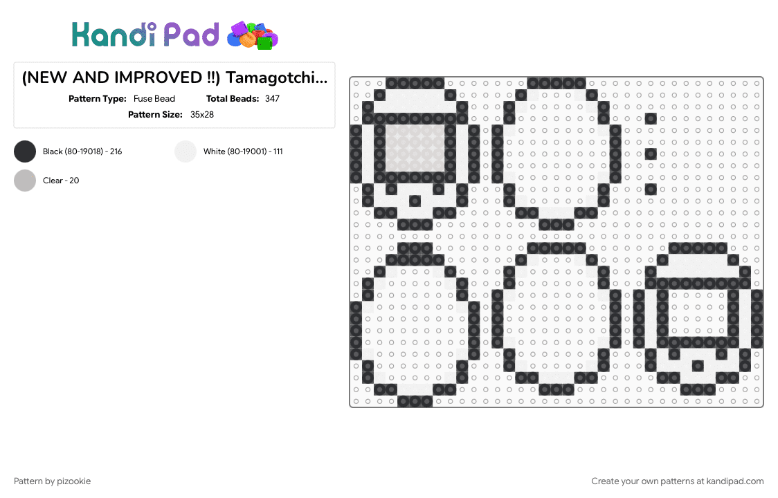 (NEW AND IMPROVED !!) Tamagotchi Shaker Base !! (THE DESC) - Fuse Bead Pattern by pizookie on Kandi Pad - 80s, 90s, cotdcollectibles, digital pets, free to use, tamagotchi, template, toys, white