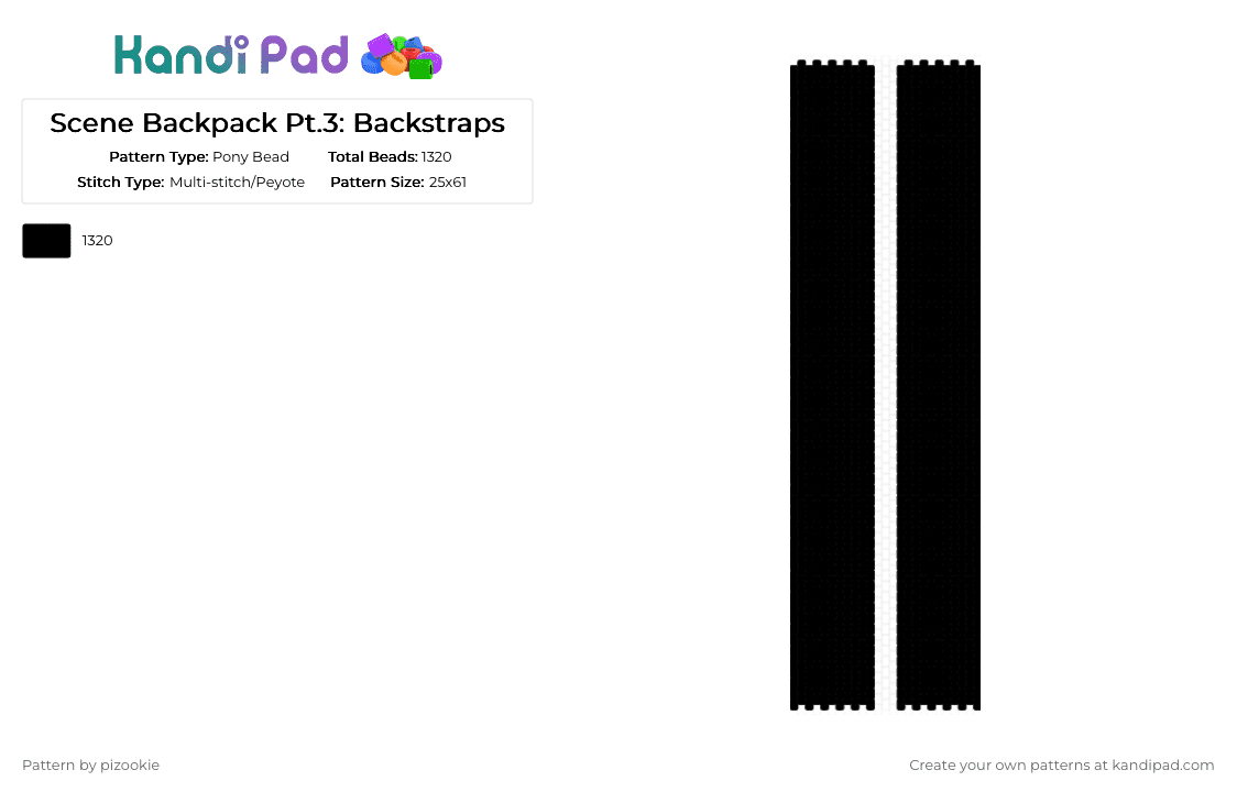 Scene Backpack Pt.3: Backstraps - Pony Bead Pattern by pizookie on Kandi Pad - black,scene,scenecore,emo,scene kid,bag,backpack,school