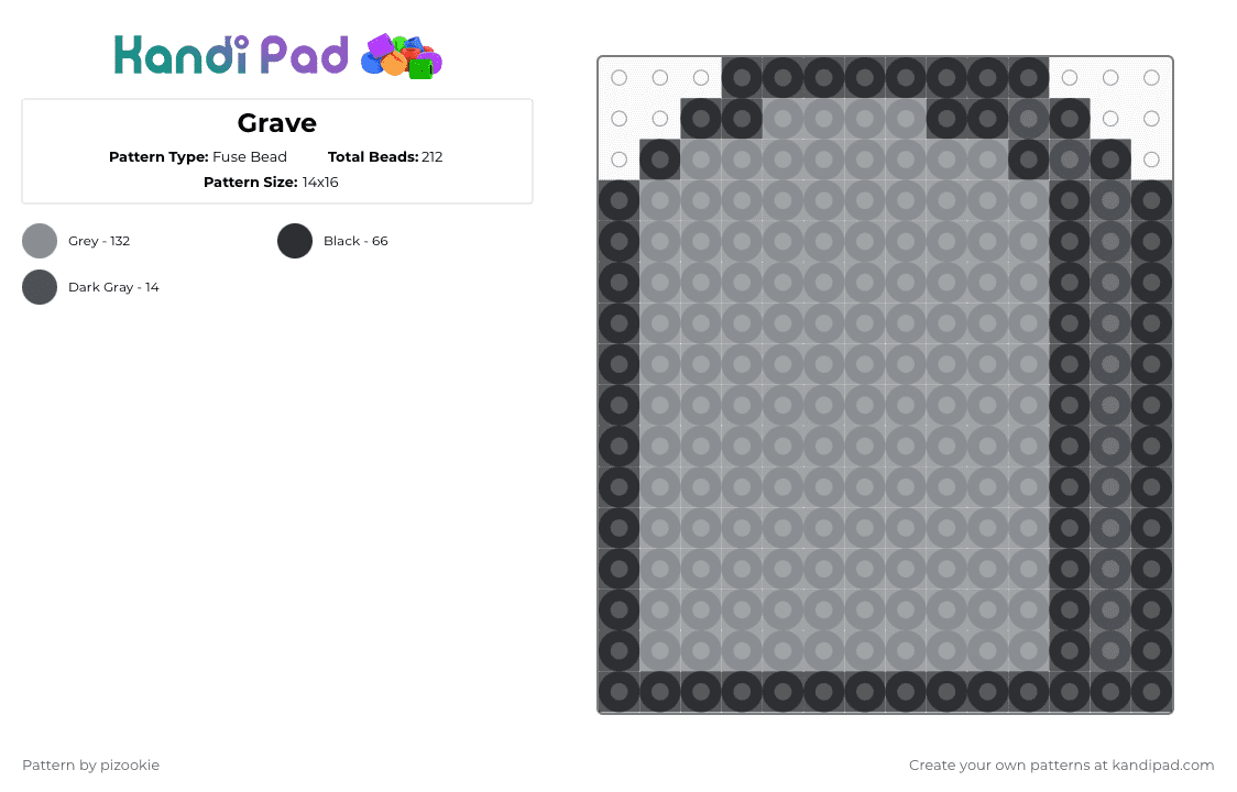 Grave - Fuse Bead Pattern by pizookie on Kandi Pad - black,gray,graveyard,grave,halloween,rip,goth,death