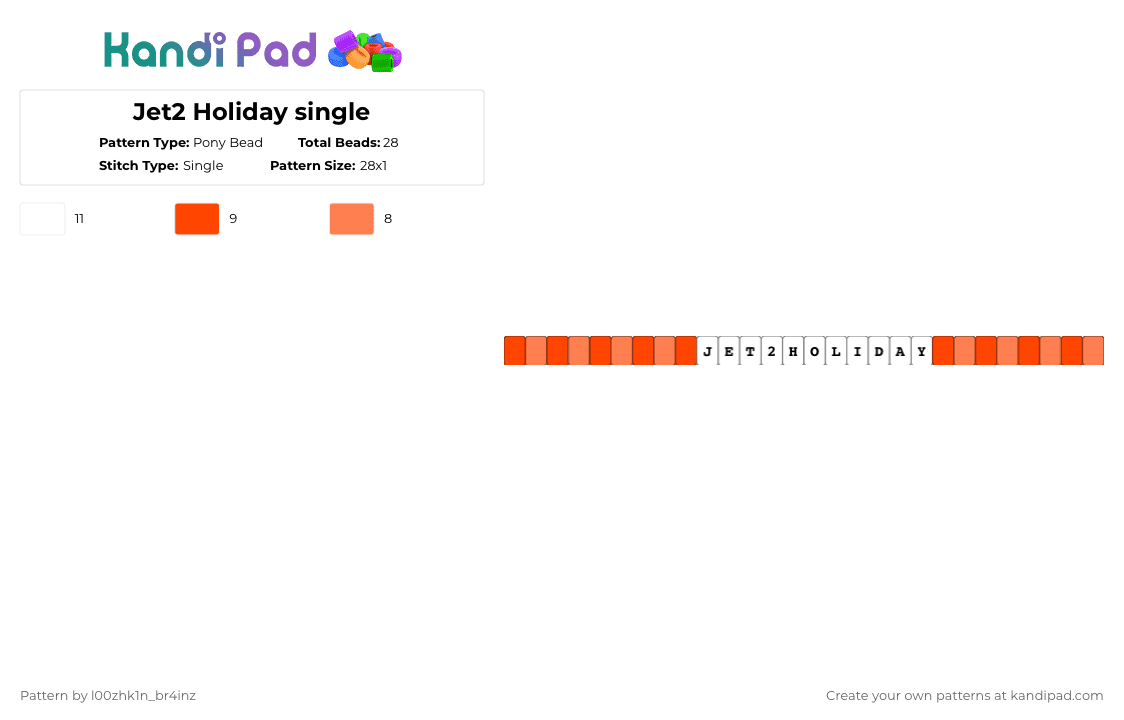 Jet2 Holiday single - Pony Bead Pattern by pizookie on Kandi Pad - red,orange,jet2 holiday,jet2,jet2holiday,meme,memes