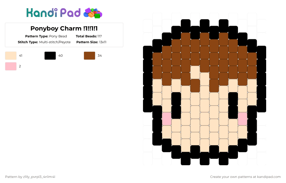 Ponyboy Charm !1!!1!1 - Pony Bead Pattern by pizookie on Kandi Pad - beige, charm, greaser, peyote, ponyboy, red, the outsiders