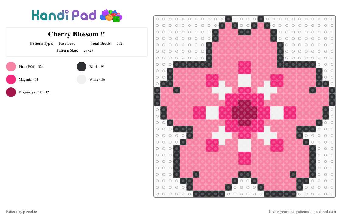 Sakura Coaster !! - Fuse Bead Pattern by pizookie on Kandi Pad - pink,cotdzen,cherry blossom,flower,cute,cutecore,kawaii,coaster
