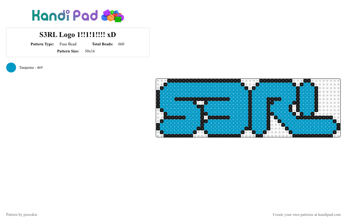 S3RL Logo 1!!1!1!!!! xD - Fuse Bead Pattern by pizookie on Kandi Pad - black,light blue,scene,scenecore,scene kid,emo,music,dj,edm,hardcore