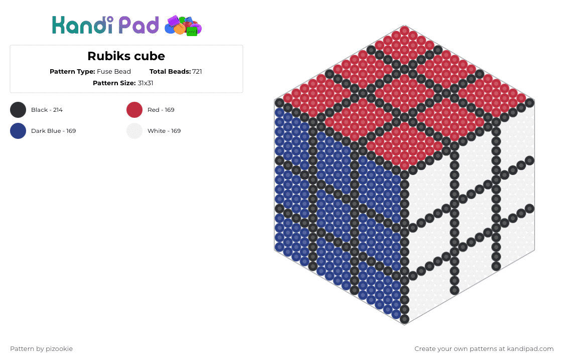 Rubiks cube - Fuse Bead Pattern by pizookie on Kandi Pad - red,blue,cotd80svibe,rubiks cube,white,cube,toy,80s