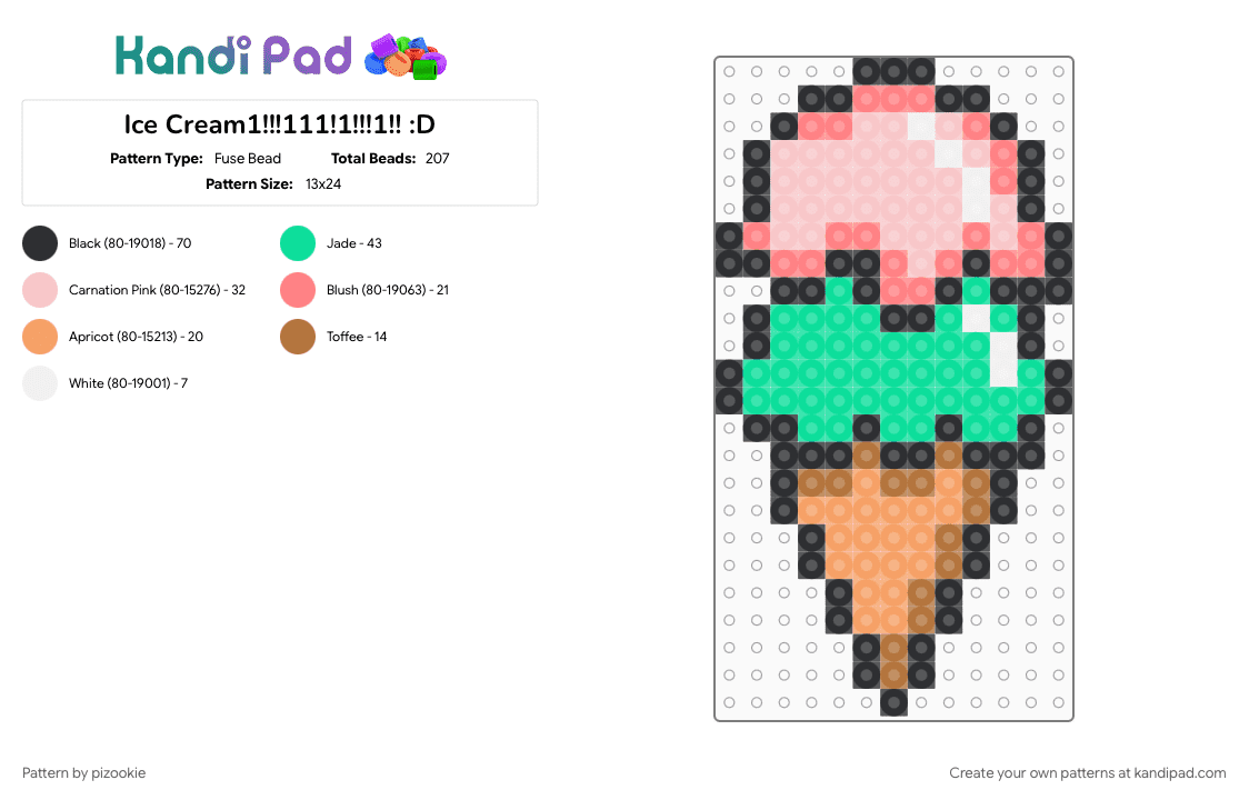 Ice Cream1!!!111!1!!!1!! :D - Fuse Bead Pattern by pizookie on Kandi Pad - beige, colorful, cotddessert, dessert, food, ice cream, sweet, teal