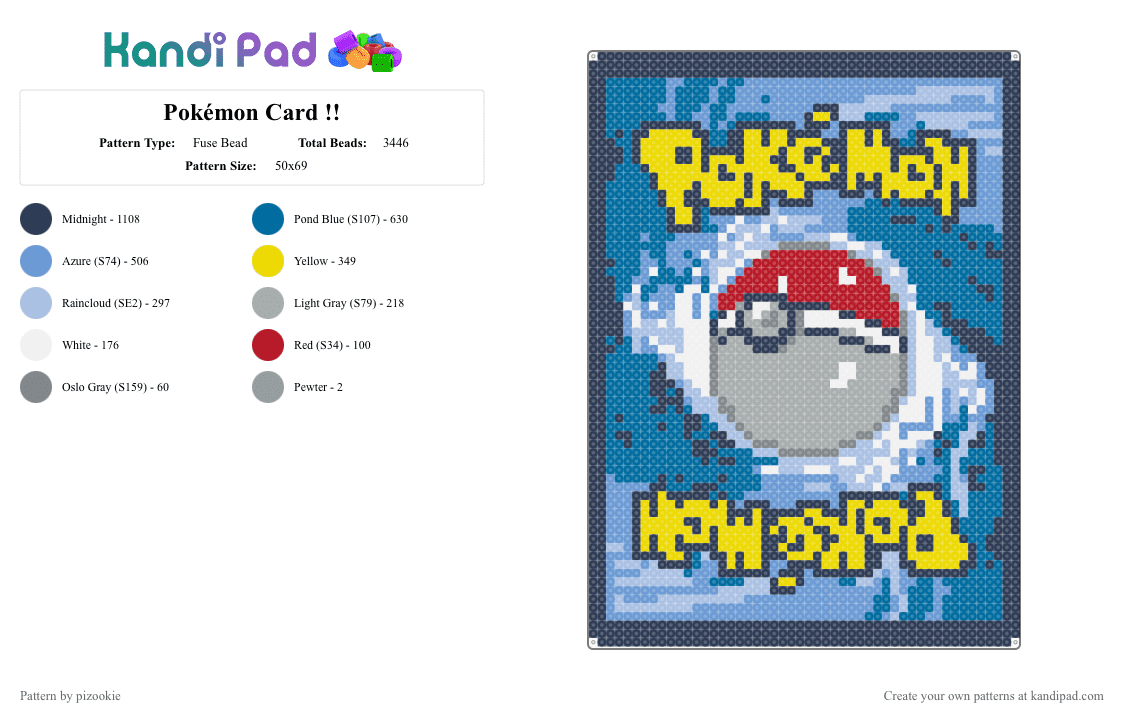 Pokémon Card !! - Fuse Bead Pattern by pizookie on Kandi Pad - purple,blue,light blue,cotdtradingcardgames,video games,pokemon,trading cards,cards,pokeball,nintendo,games