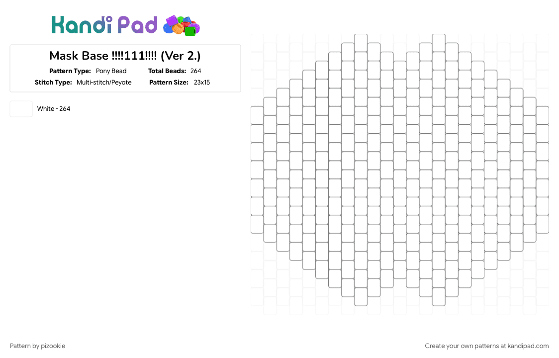 Mask Base !!!!111!!!! (Ver 2.) - Pony Bead Pattern by pizookie on Kandi Pad - base, free to remix, free to use, mask, masks, peyote stitch, remix, template