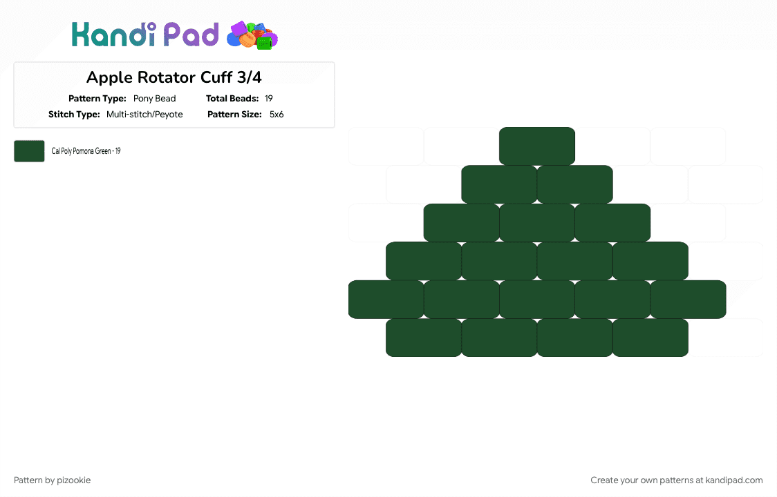 Apple Rotator Cuff 3/4 - Pony Bead Pattern by pizookie on Kandi Pad - apple, apples, black, cotdfruit, fruit, fruits, leaf, peyote stitch, stem