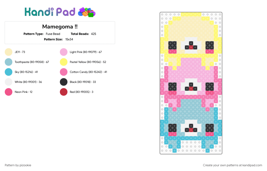 Mamegoma !! - Fuse Bead Pattern by pizookie on Kandi Pad - beige, colorful, cotdlowcontrast, cutecore, kawaii, kawaiicore, light blue, pastel, pink, sanx, seal