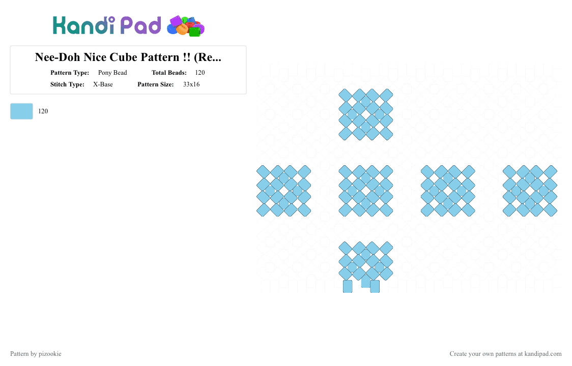 Nee-Doh Nice Cube Pattern !! (Read the desc) - Pony Bead Pattern by pizookie on Kandi Pad - light blue,nee doh,ice cube,cube,blue,fidget,squares,easy,viral