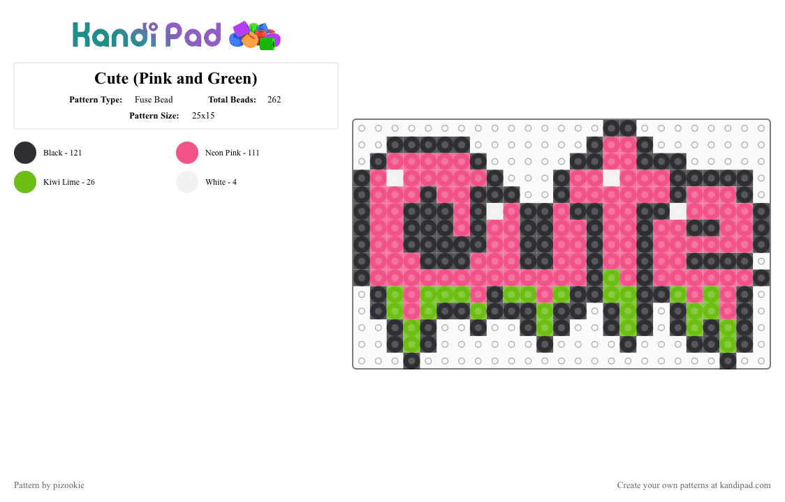 Cute (Pink and Green) - Fuse Bead Pattern by pizookie on Kandi Pad - pink,green,cute,scene,scene kid,emo,melting,scenecore