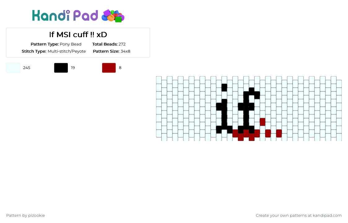 If MSI cuff !! xD - Pony Bead Pattern by pizookie on Kandi Pad - white,if,album,msi,mindless self indulgence,music,bands,multistitch