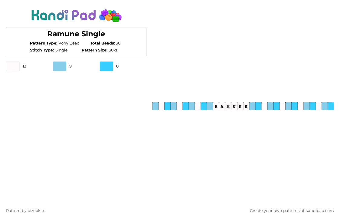 Ramune Single - Pony Bead Pattern by pizookie on Kandi Pad - white,light blue,ramune,blue,drink,japanese,cotdsoftdrinks,soft drinks,soda
